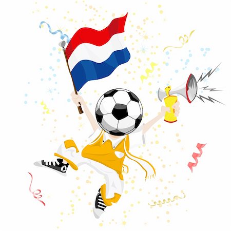 simsearch:400-04340190,k - Dutch Soccer Fan with Ball Head. Editable Vector Illustration Photographie de stock - Aubaine LD & Abonnement, Code: 400-04186127