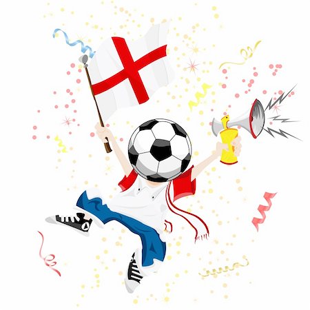 simsearch:400-04190738,k - England Soccer Fan with Ball Head. Editable Vector Illustration Stock Photo - Budget Royalty-Free & Subscription, Code: 400-04186128