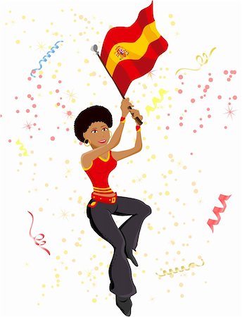 simsearch:400-05278443,k - Black Girl Spain Soccer Fan with flag. Editable Vector Illustration Fotografie stock - Microstock e Abbonamento, Codice: 400-04186123