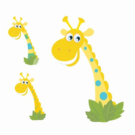 simsearch:400-04199391,k - Cartoon cutte giraffes on white background. Vector Illustration. Foto de stock - Super Valor sin royalties y Suscripción, Código: 400-04186391