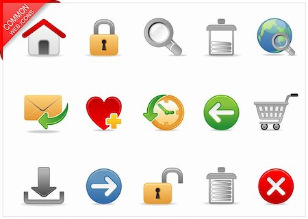 empty mailbox - A set of color web icons with light shadow Stock Photo - Budget Royalty-Free & Subscription, Code: 400-04186510