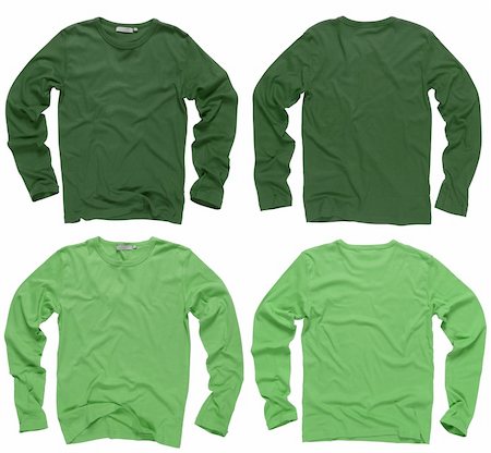simsearch:400-05129248,k - Photograph of two wrinkled blank green and light green long sleeve shirts, fronts and backs.  Clipping path included.  Ready for your design or logo. Foto de stock - Super Valor sin royalties y Suscripción, Código: 400-04186666