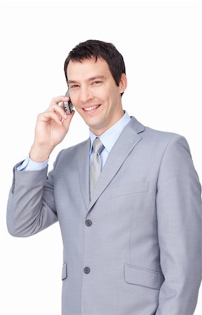 simsearch:400-04608943,k - Attractive businessman on phone against a white background Stock Photo - Budget Royalty-Free & Subscription, Code: 400-04187204