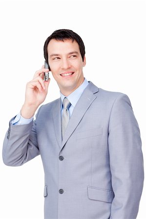 simsearch:400-04608943,k - Portrait of a young businessman on phone isolated on a white background Stock Photo - Budget Royalty-Free & Subscription, Code: 400-04187207