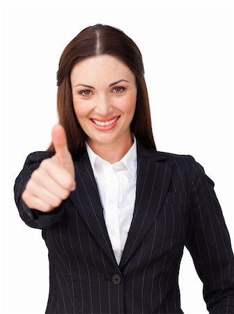 simsearch:400-04775272,k - Young businesswoman with thumb up isolated on a white background Photographie de stock - Aubaine LD & Abonnement, Code: 400-04187478