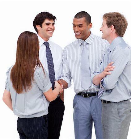 simsearch:400-06567931,k - Business people shaking hands isolated on a white background Stock Photo - Budget Royalty-Free & Subscription, Code: 400-04187666