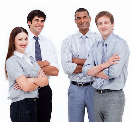 simsearch:400-06567931,k - Portrait of confident business people with folded arms against a white background Stock Photo - Budget Royalty-Free & Subscription, Code: 400-04187668
