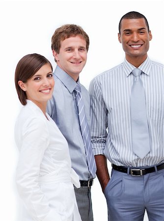 simsearch:400-06567931,k - Smiling multi-ethnic business people standing together in front of the camera Stock Photo - Budget Royalty-Free & Subscription, Code: 400-04187672