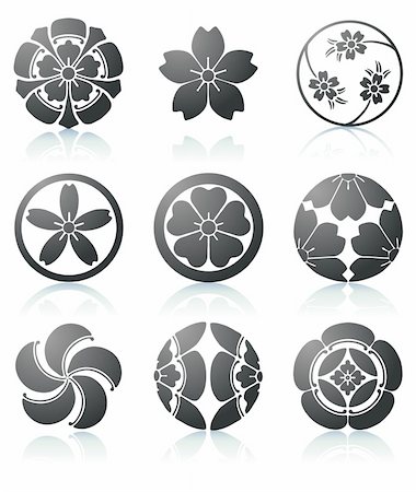 Vector illustration set of abstract Sakura graphic elements in japanese style Stock Photo - Budget Royalty-Free & Subscription, Code: 400-04187766