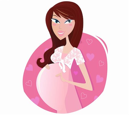 stomach cartoon - Pregnant woman in pink pregnant dress is prepared for maternity. Vector lifestyle illustration of sexy pregnant mom. Stock Photo - Budget Royalty-Free & Subscription, Code: 400-04187781