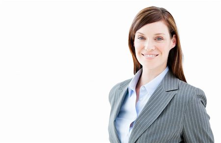 simsearch:400-04187842,k - Portrait nice businesswoman looking at the camera against a  white background Stock Photo - Budget Royalty-Free & Subscription, Code: 400-04187851