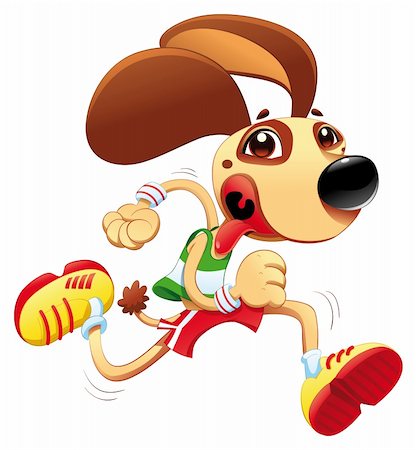 Funny dog is running. Vector and cartoon character. Object isolated Stock Photo - Budget Royalty-Free & Subscription, Code: 400-04188313