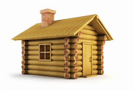 isolated wooden log-house 3d rendering Stock Photo - Budget Royalty-Free & Subscription, Code: 400-04188320