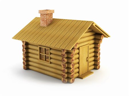 isolated wooden log-house 3d rendering Stock Photo - Budget Royalty-Free & Subscription, Code: 400-04188321