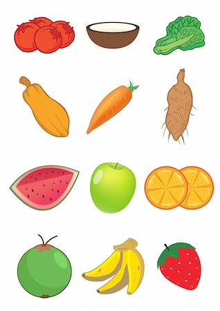 dinictis (artist) - Assorted fruits and vegetables illustrations in vector Foto de stock - Super Valor sin royalties y Suscripción, Código: 400-04188627
