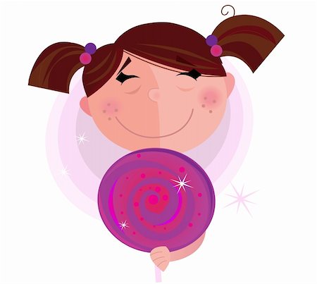 red circle lollipop - Child with candy. Vector cartoon Illustration. Stock Photo - Budget Royalty-Free & Subscription, Code: 400-04188806