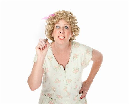 smoking and angry - Housewife in a nightgown pointing with a cigar Foto de stock - Super Valor sin royalties y Suscripción, Código: 400-04188838