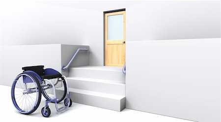 simsearch:400-05147195,k - 3d render of a wheelchair in front of steps to a door Stock Photo - Budget Royalty-Free & Subscription, Code: 400-04189081