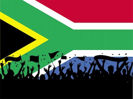 flag of south africa - Silhouette of a football crowd on a South African flag background Stock Photo - Budget Royalty-Free & Subscription, Code: 400-04189189