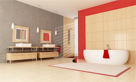simsearch:400-04159088,k - modern bathroom with bathtub sink and shower Stock Photo - Budget Royalty-Free & Subscription, Code: 400-04180100