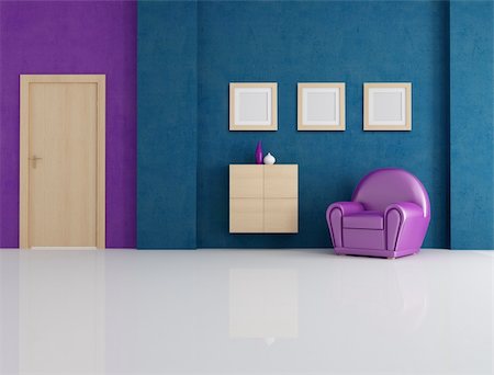 simsearch:400-04156984,k - one purple in a minimalist living room Stockbilder - Microstock & Abonnement, Bildnummer: 400-04180117