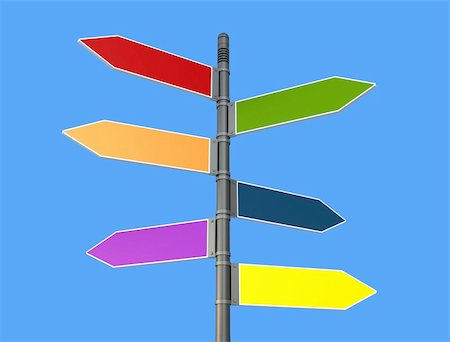 simsearch:400-04776651,k - colored road sign post isolated on blue background Stock Photo - Budget Royalty-Free & Subscription, Code: 400-04180130
