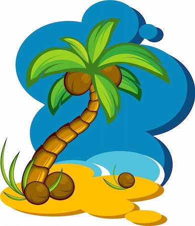 simsearch:400-04099948,k - Vector illustration with a coconut palm. Eps 8, AI, JPEG Foto de stock - Super Valor sin royalties y Suscripción, Código: 400-04180389