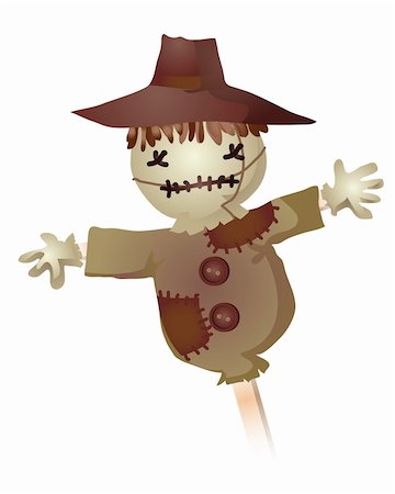 scarecrow with crops - A stuffed scarecrow isolate on a white background Stock Photo - Budget Royalty-Free & Subscription, Code: 400-04180441