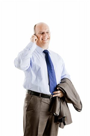 simsearch:400-06393704,k - Middle-aged businessman making a phone call, isolated on white background Stockbilder - Microstock & Abonnement, Bildnummer: 400-04180586