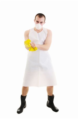 rubber hand gloves - Young man with big knife over white Stock Photo - Budget Royalty-Free & Subscription, Code: 400-04180724