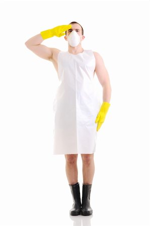 rubber hand gloves - Young man with big knife over white Stock Photo - Budget Royalty-Free & Subscription, Code: 400-04180726