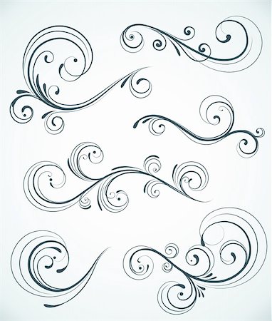 decoration curl - Vector illustration set of swirling flourishes decorative floral elements Stock Photo - Budget Royalty-Free & Subscription, Code: 400-04180825