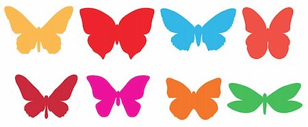 simsearch:400-06107863,k - Vector illustration set of funky colorful silhouette of butterfly Fotografie stock - Microstock e Abbonamento, Codice: 400-04180840