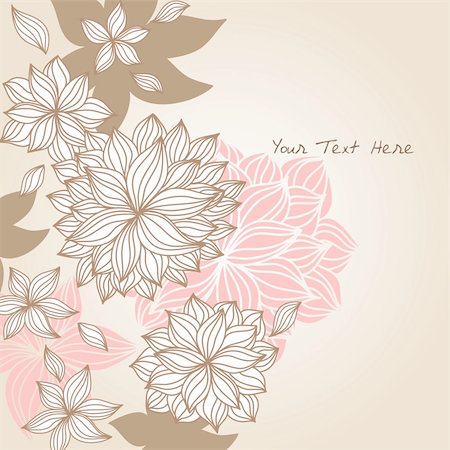 elegant white flower sillouette - Hand-drawn floral background design in vintage tones with room at the bottom for your text.  Sample text is expanded and does not require fonts. Stock Photo - Budget Royalty-Free & Subscription, Code: 400-04180885