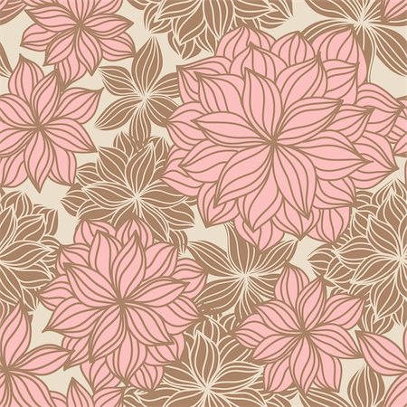 simsearch:400-07262232,k - Hand-drawn floral seamless pattern in vintage tones Foto de stock - Super Valor sin royalties y Suscripción, Código: 400-04180887