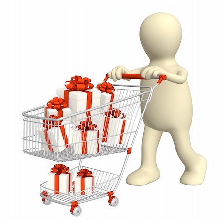 simsearch:400-04268576,k - Consumer with shopping cart and gifts. Over white Foto de stock - Super Valor sin royalties y Suscripción, Código: 400-04180980