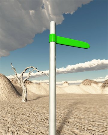somersault1824 (artist) - Illustration of a green road sign in the dessert that points to green land or oasis Foto de stock - Royalty-Free Super Valor e Assinatura, Número: 400-04181017