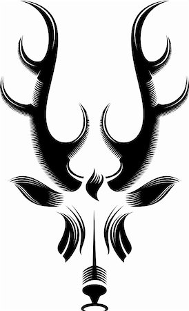 deer ornament - black and white dear head Stock Photo - Budget Royalty-Free & Subscription, Code: 400-04181069