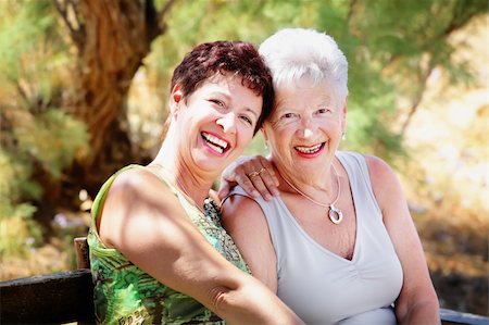 Bright portrait of a beautiful senior mother and daughter. Stock Photo - Budget Royalty-Free & Subscription, Code: 400-04181267