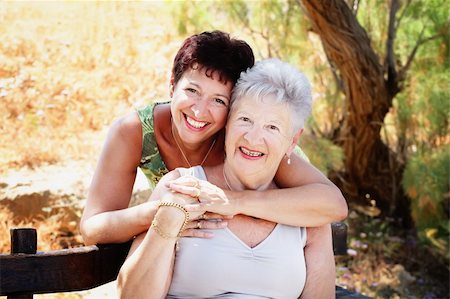 Bright portrait of a beautiful senior mother and daughter. Stock Photo - Budget Royalty-Free & Subscription, Code: 400-04181268