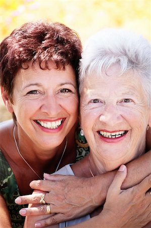Bright portrait of a beautiful senior mother and daughter. Stock Photo - Budget Royalty-Free & Subscription, Code: 400-04181273