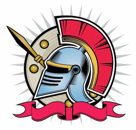 shield sword - Decorative hoplite helmet pattern design. Foto de stock - Super Valor sin royalties y Suscripción, Código: 400-04181356