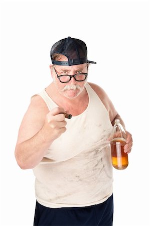 smoking and angry - Obese man in tee shirt on white background Foto de stock - Super Valor sin royalties y Suscripción, Código: 400-04181718