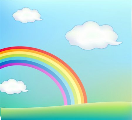 simsearch:400-05362449,k - illustration of blue sky with rainbow and white cloud Photographie de stock - Aubaine LD & Abonnement, Code: 400-04181747