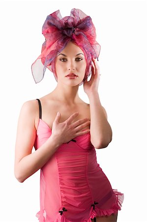 simsearch:400-04047038,k - beautiful woman in pink lingerie with a colored headscarf looking like a brasilian girl Fotografie stock - Microstock e Abbonamento, Codice: 400-04181800