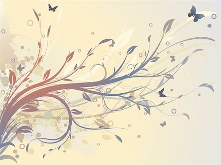 simsearch:400-04624081,k - Vector illustration of grunge swirling flourishes decorative Floral Background Fotografie stock - Microstock e Abbonamento, Codice: 400-04181840