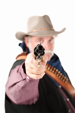 simsearch:400-06097059,k - Chubby cowboy with pistol on white background Stock Photo - Budget Royalty-Free & Subscription, Code: 400-04182364