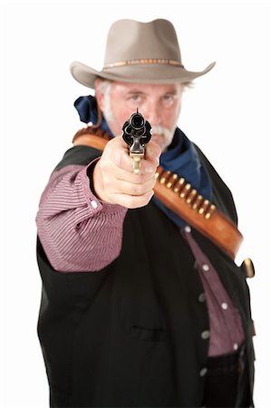 simsearch:400-06097059,k - Chubby cowboy with pistol on white background Stock Photo - Budget Royalty-Free & Subscription, Code: 400-04182362