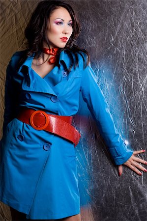 simsearch:400-04534575,k - Sexy fashionable woman in blue jacket Stockbilder - Microstock & Abonnement, Bildnummer: 400-04182521