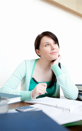 simsearch:400-04484714,k - Self-assured teen girl studying at her desk at home Stock Photo - Budget Royalty-Free & Subscription, Code: 400-04182606